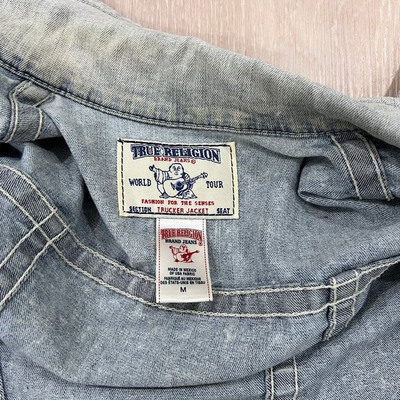 Light Wash True Religion Oversize Denim Trucker Jacket - Picture 6 of 7